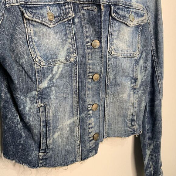 Guess Women's Jean Jacket Distressed Blue Size Medium - Picture 3 of 6